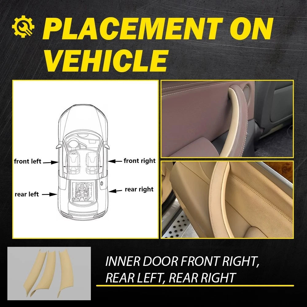 3X Beige Inner Door Panel Handle Trim for BMW X5 X6 (2014–2018)