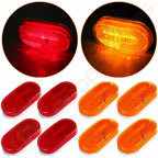 Set of 4 Red + 4 Amber 4" 6 LED Clearance Side Marker Lights for Trailer Camper