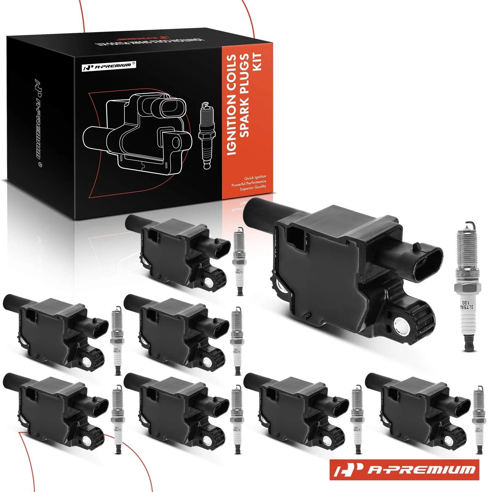 Set of 8 Ignition Coils & Iridium Spark Plugs for Silverado 1500 (2014–2019)