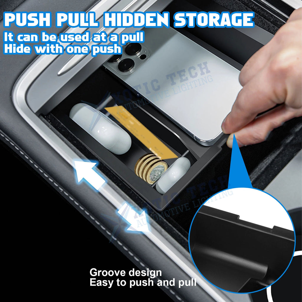 Center Console Organizer Tray Hidden Cubby for Tesla Model 3/Y (2020-2024)