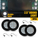 4X 2.5" DOT White Round LED Clearance Side Marker Light for Truck Trailer RV