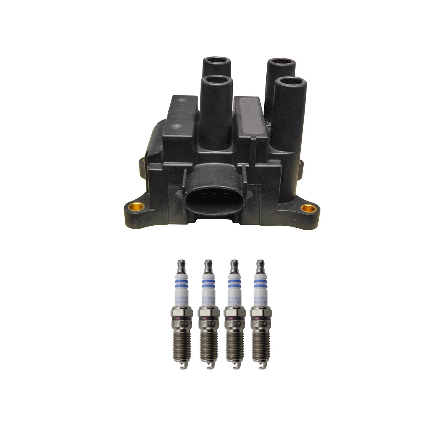 Set of 4 Denso Ignition Coils & Bosch Platinum Spark Plugs for Contour, Escape, Focus (L4)