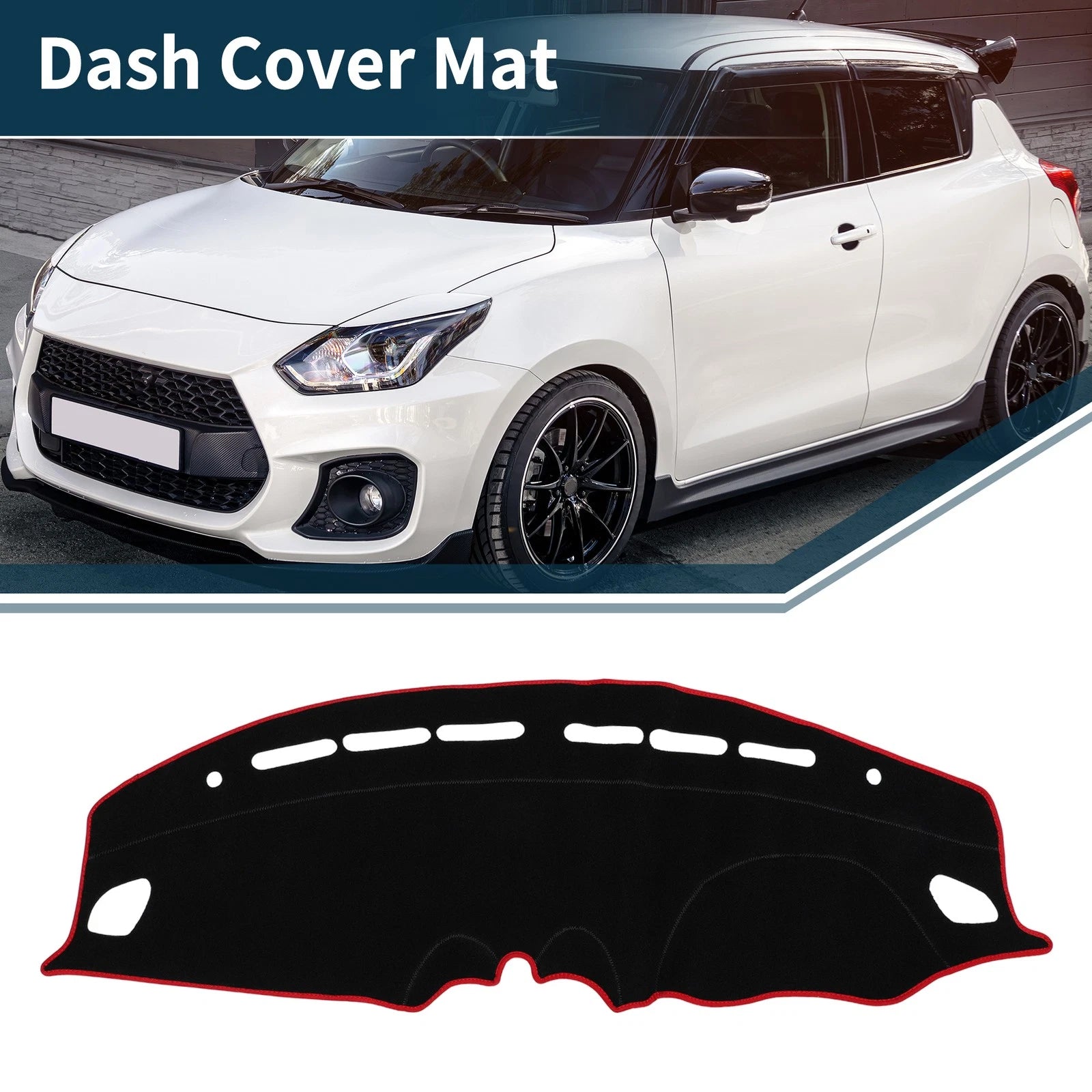 Dashboard Cover Mat for Suzuki Swift Sport ZC33S (2018–2019) Black Red