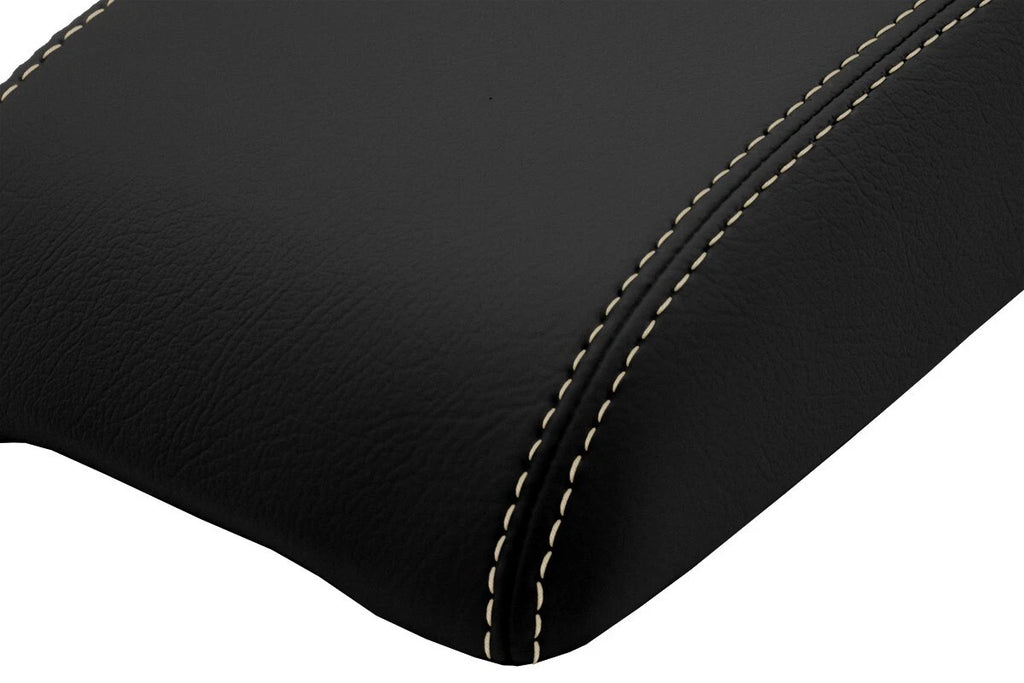 Leather Console Lid Armrest Cover for Ford Fusion (2010–2012) Beige Stitch