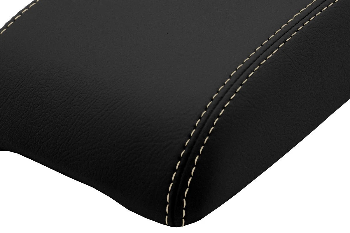 Leather Console Lid Armrest Cover for Ford Fusion (2010–2012) Beige Stitch