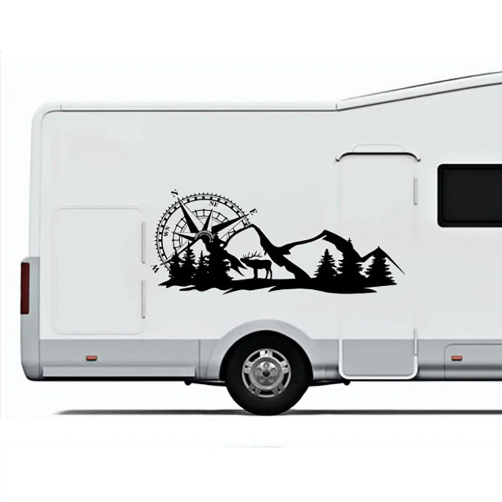 Car RV Truck Sticker Compass Tree Forest Decal Side Graphic for Cars/RVs/Trucks