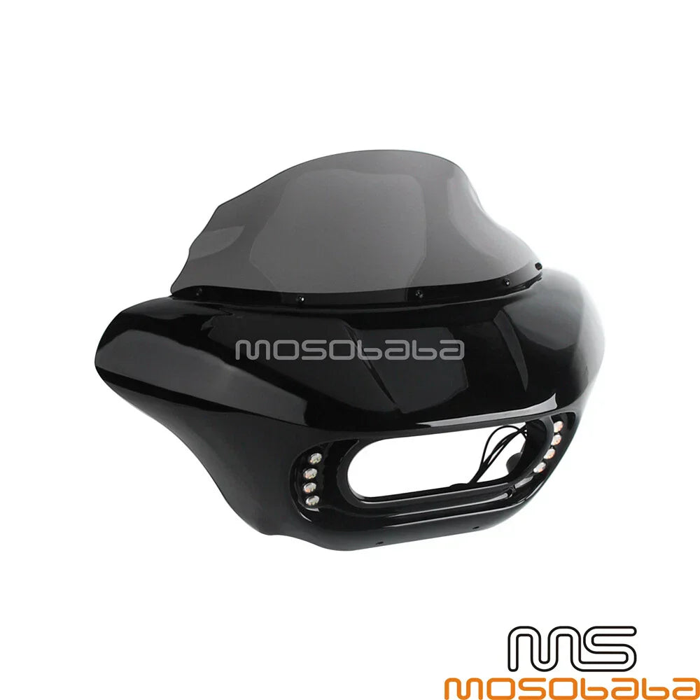 Front Fairing Set w/ LED DRL Turn Lights for Harley Softail Fat Bob 2018-2023