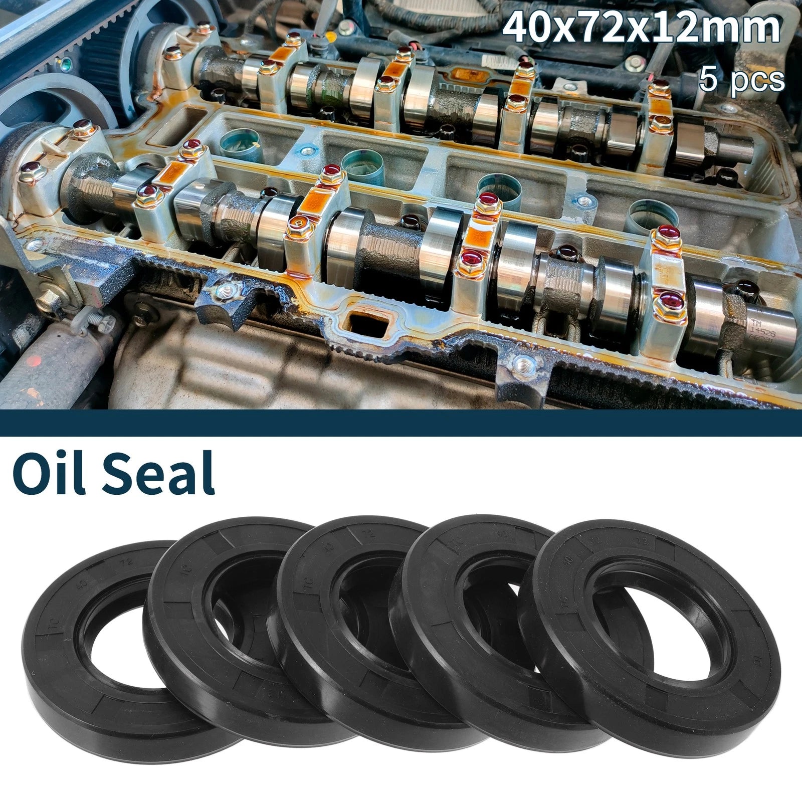 Set of 5 Oil Seal Rotary Shaft Seal NBR Rubber 40x72x12mm