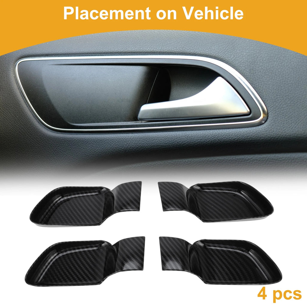 Interior Door Handle Bowl Cover Trim for Hyundai Sonata (2020–2023) Carbon Fiber Black
