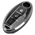 Black TPU 3 x Button Key Shell Cover for Nissan Qashqai Leaf (2010-2023)