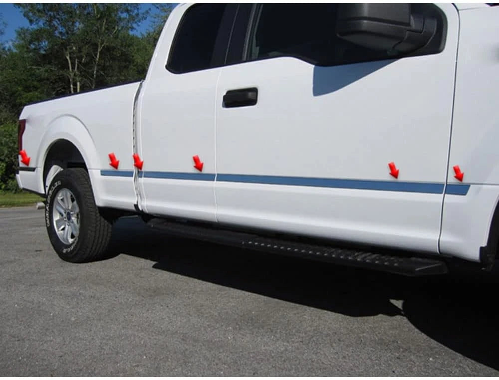 12pc. Luxury FX SS Side Molding Inserts for 15-20 Ford F-150 Super Cab 6.5' Bed