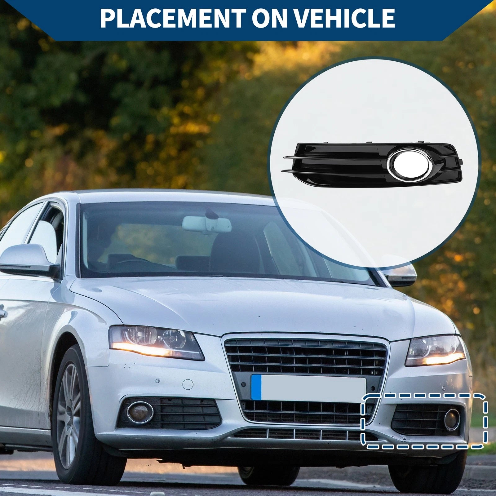 1pc Front Left Fog Light Grill for Audi A3 8P (2009–2013) No. 8P0807681AF