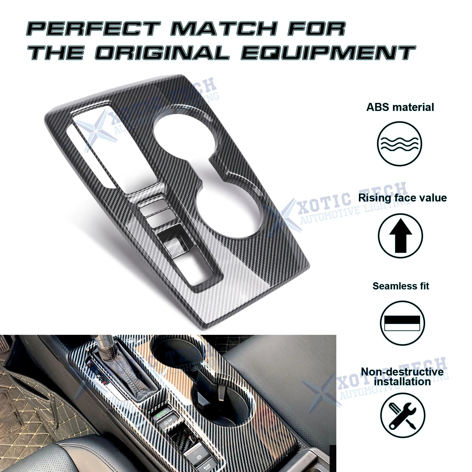 Carbon Fiber Pattern Gear Shift Box Panel Cover Trim for Honda Civic (2022-2025)