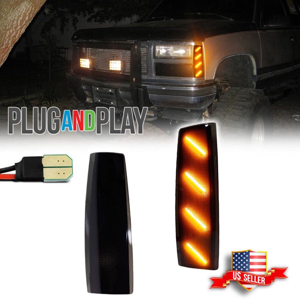 Smoked Amber LED Front Side Marker Lights for GMC C1500 C2500 C3500 (1988–1993)