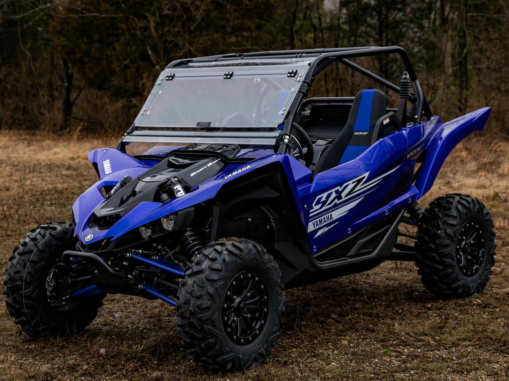 SuperATV Heavy Duty Scratch Resistant Flip Windshield for Yamaha YXZ (2019–2023)