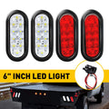 Set of 4 LED Oval Red White Trailer Truck Reverse Back-Up Tail Lights