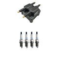 Set of 4 Hitachi Ignition Coils & Denso Platinum Spark Plugs for Dodge Caravan (L4)