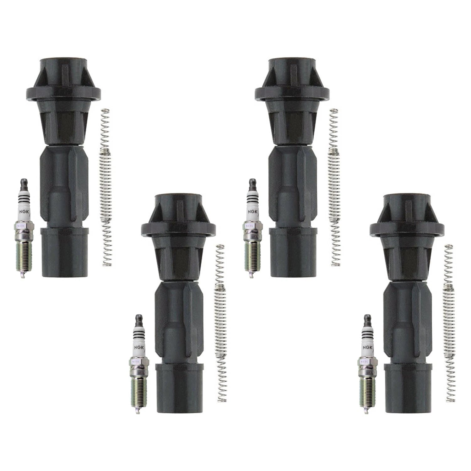 Set of 4 NGK Iridium IX Spark Plugs & Denso Coil Boots for Mazda 3 6 CX-7 Fusion Milan