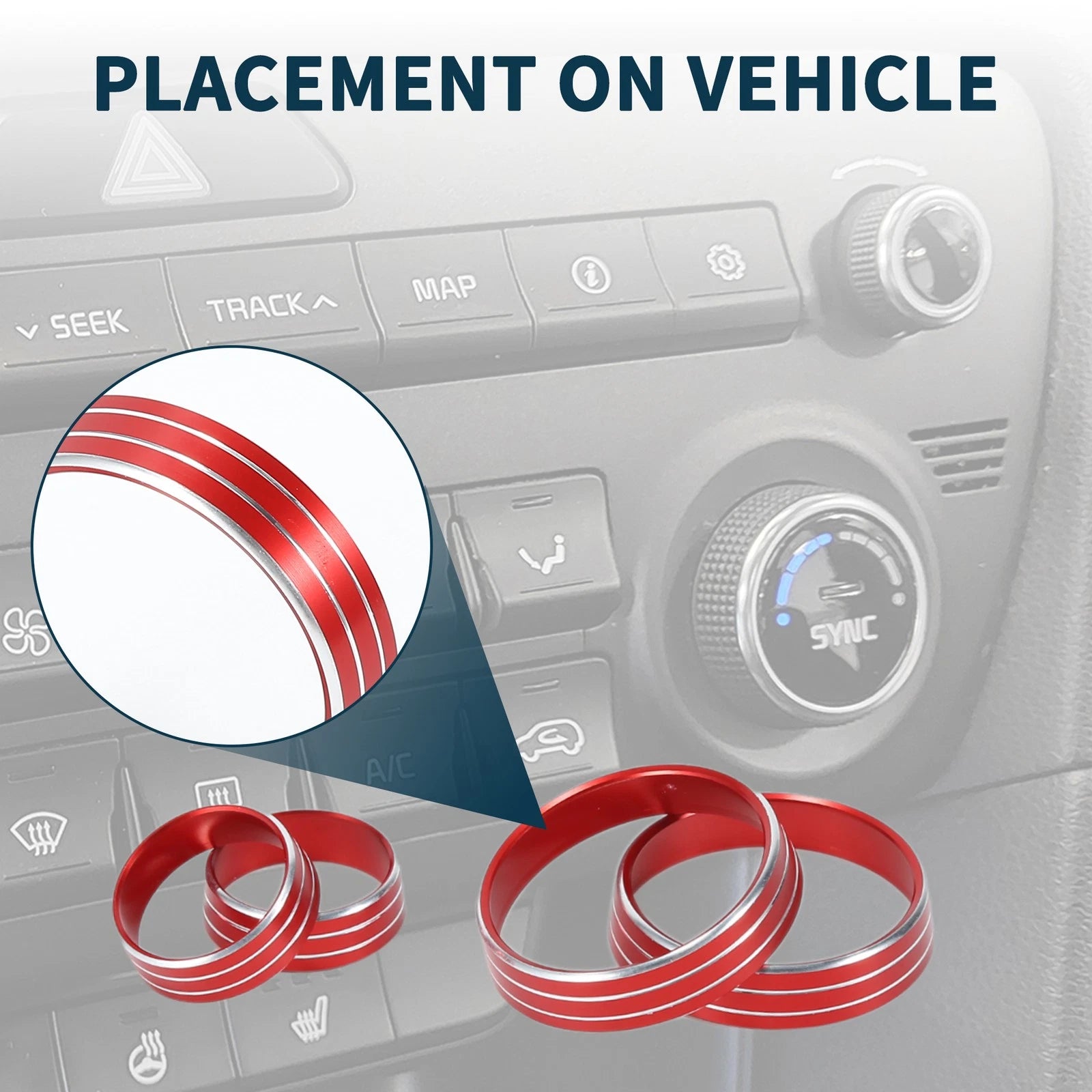 Set of 4 AC Media Volume Switch Knob Cover Rings for Kia Sportage QL (2017)