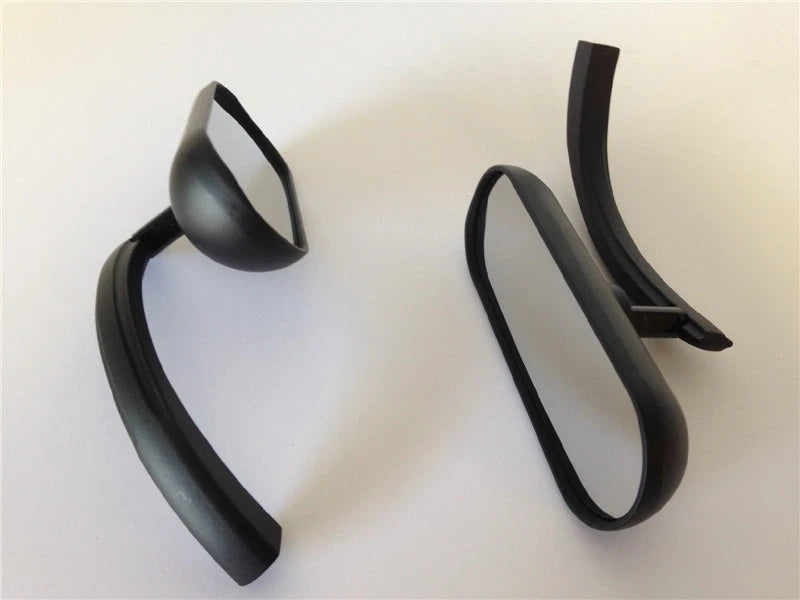 Black Custom Mini Oval Mirrors for Universal Motorcycles (8mm, 10mm)