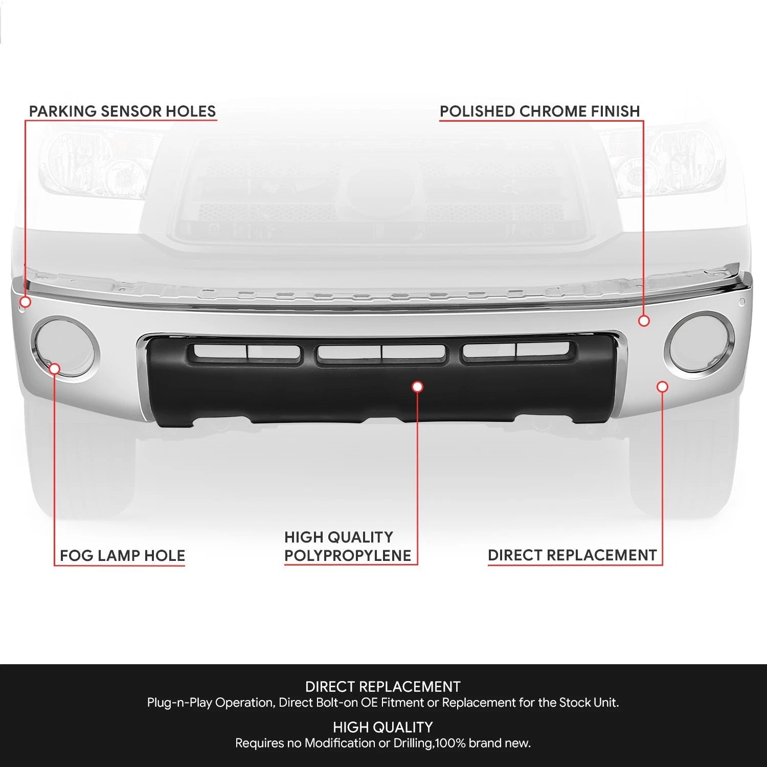 Front Bumper Face Bar & Valence Panel for Toyota Tundra (2010–2013)