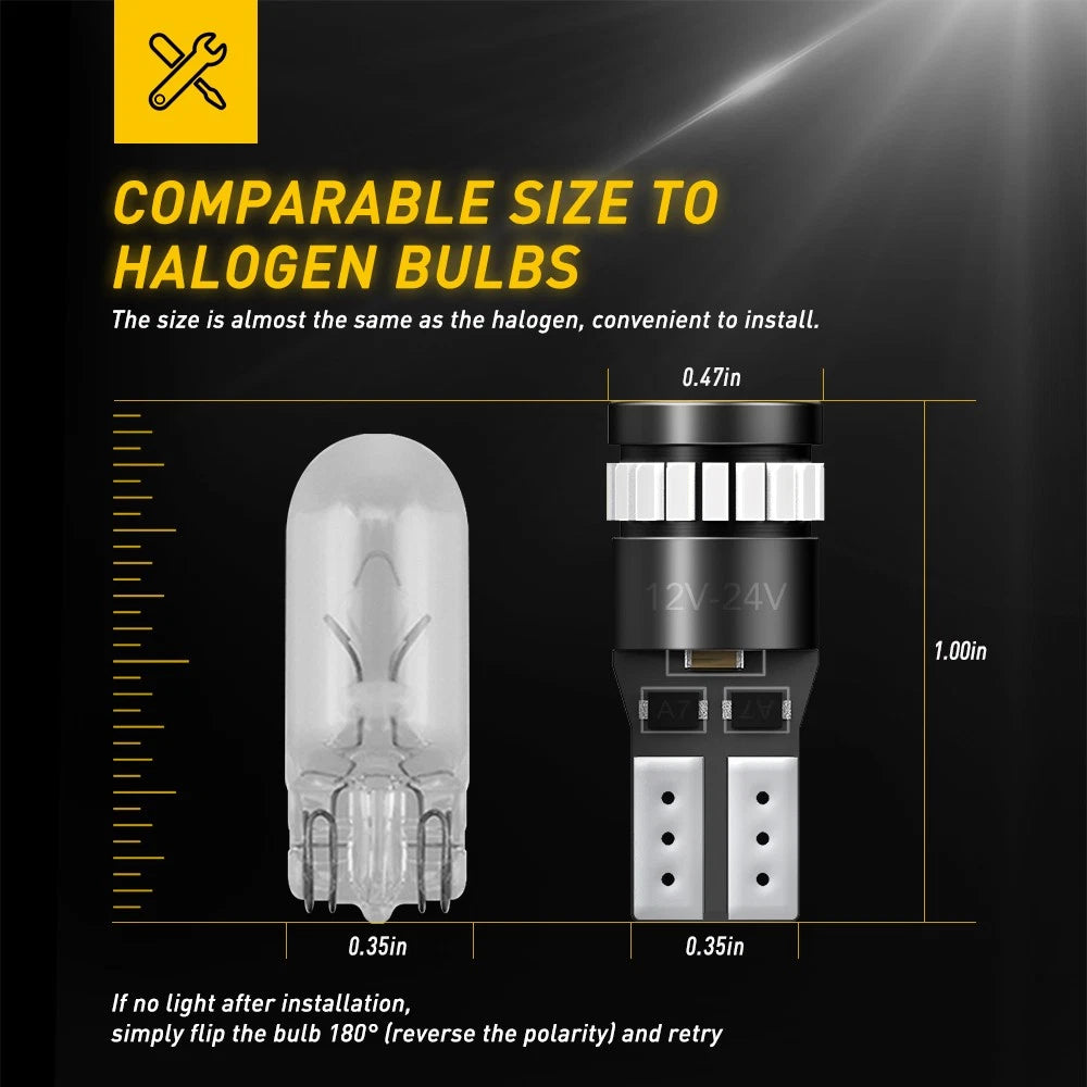 2X T10 LED License Plate Light Bulbs for Universal Vehicles
