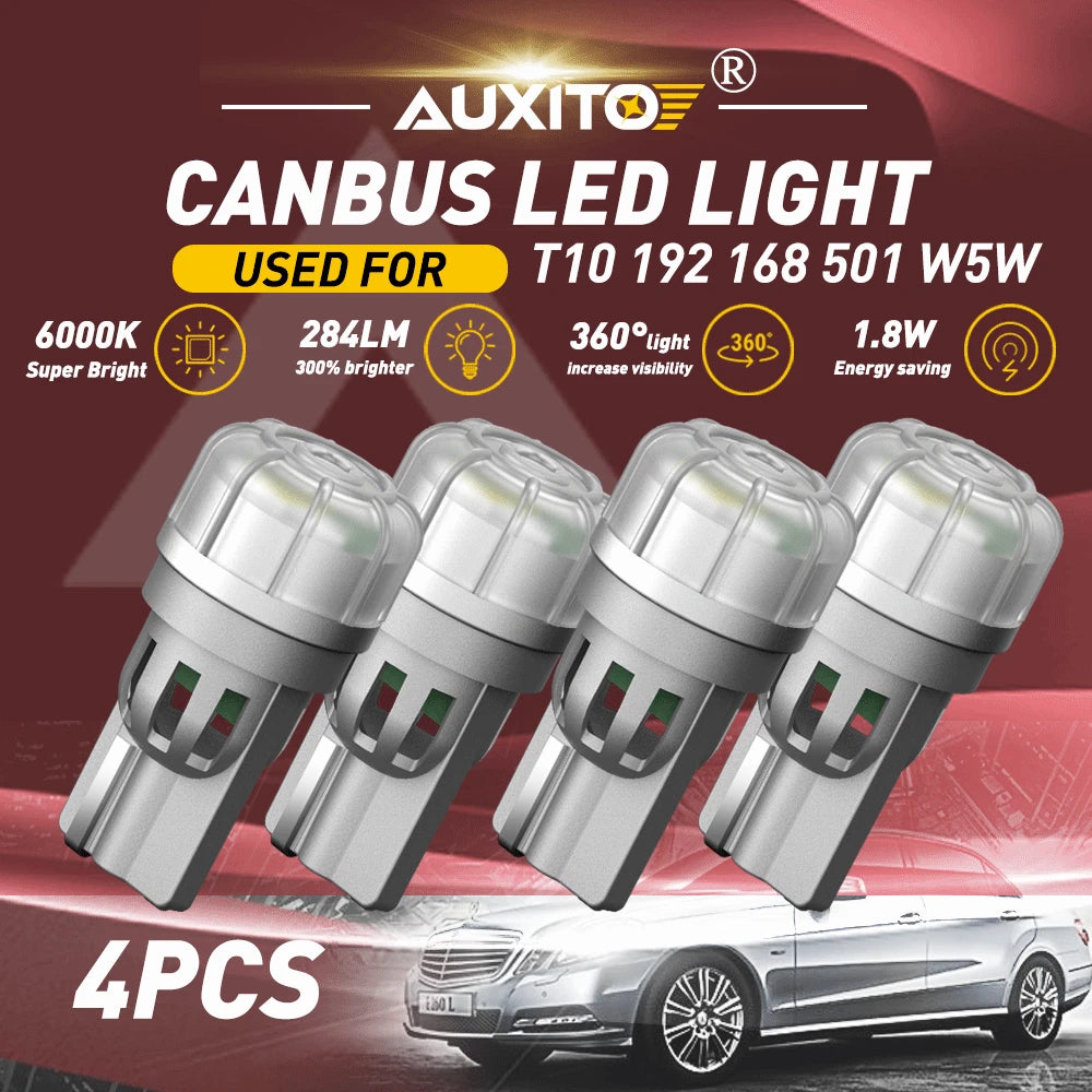 Set of 4 T10 LED License Plate Light Bulbs for Universal Fit