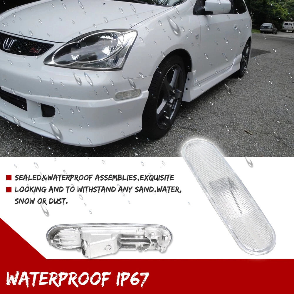 2X Chrome Front/Rear Bumper Side Marker Lights for Honda Civic Si (2002–2005)