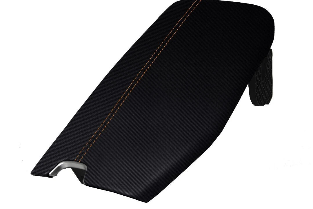 Console Armrest Cover for Toyota Avalon (2019–2020) PVC Carbon Orange Stitch