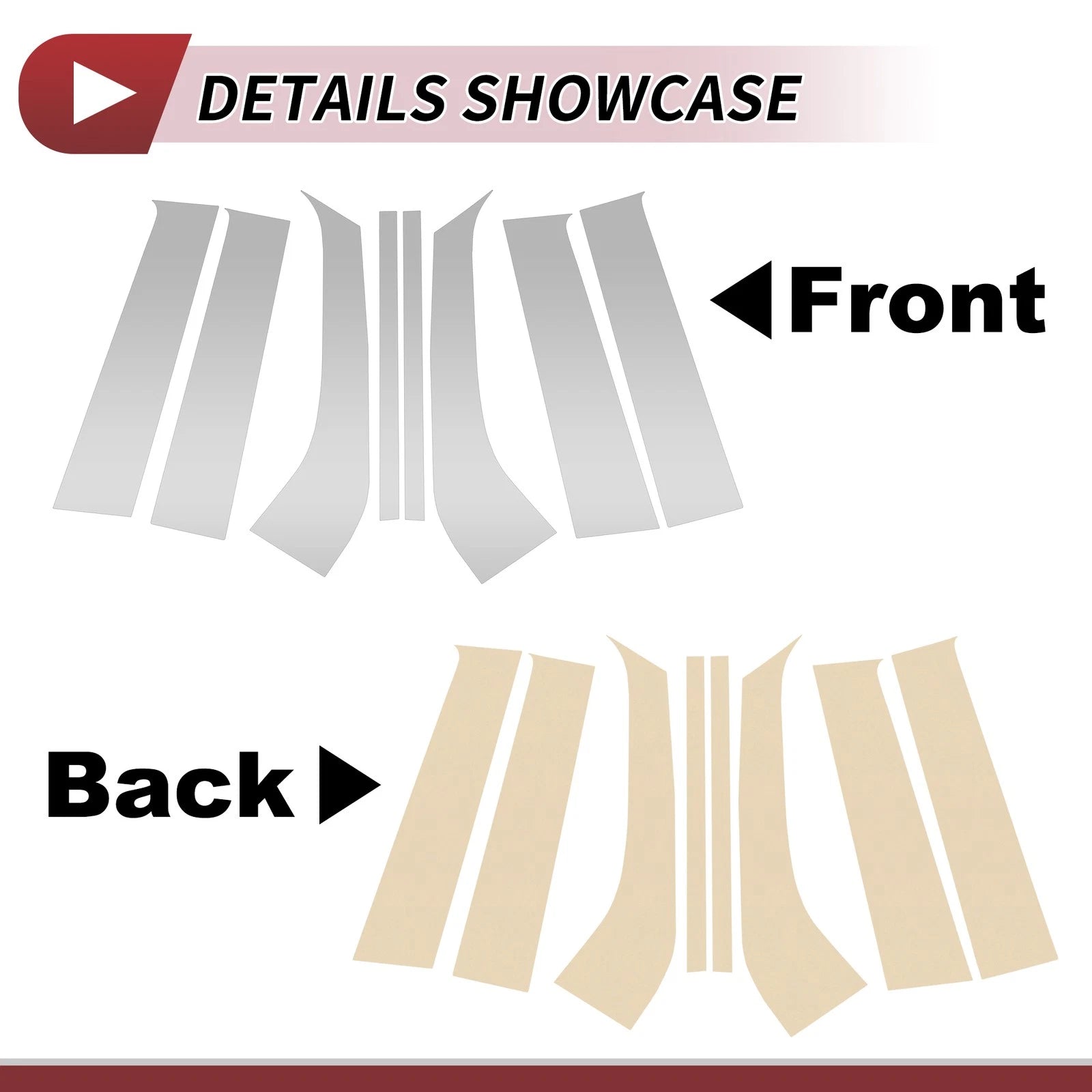 Set of 8 Door Pillar Window Trim for Ford Everest (2023–2024) Silver Tone