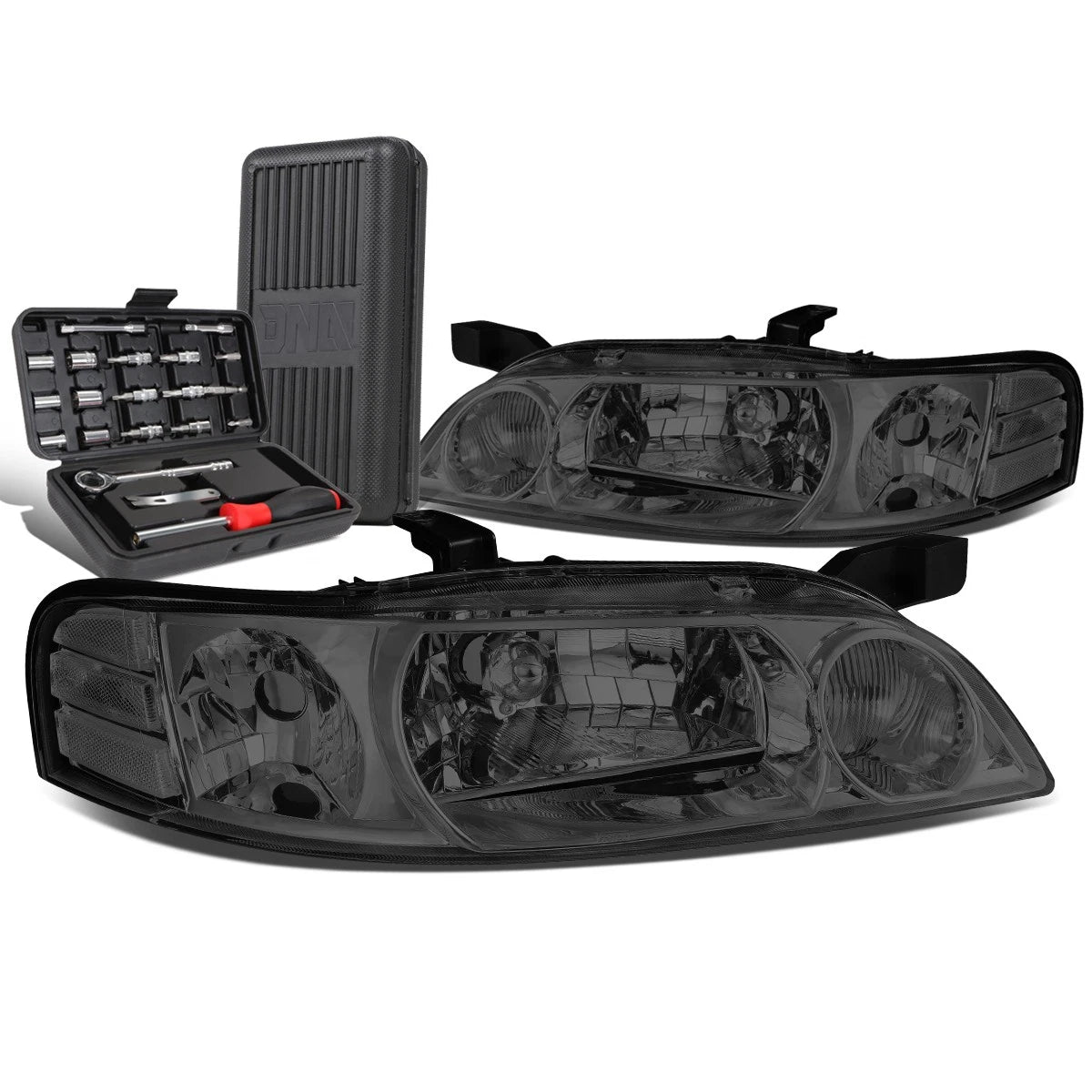Pair of Smoked Housing Clear Signal Headlights for Nissan Altima (2000–2001)