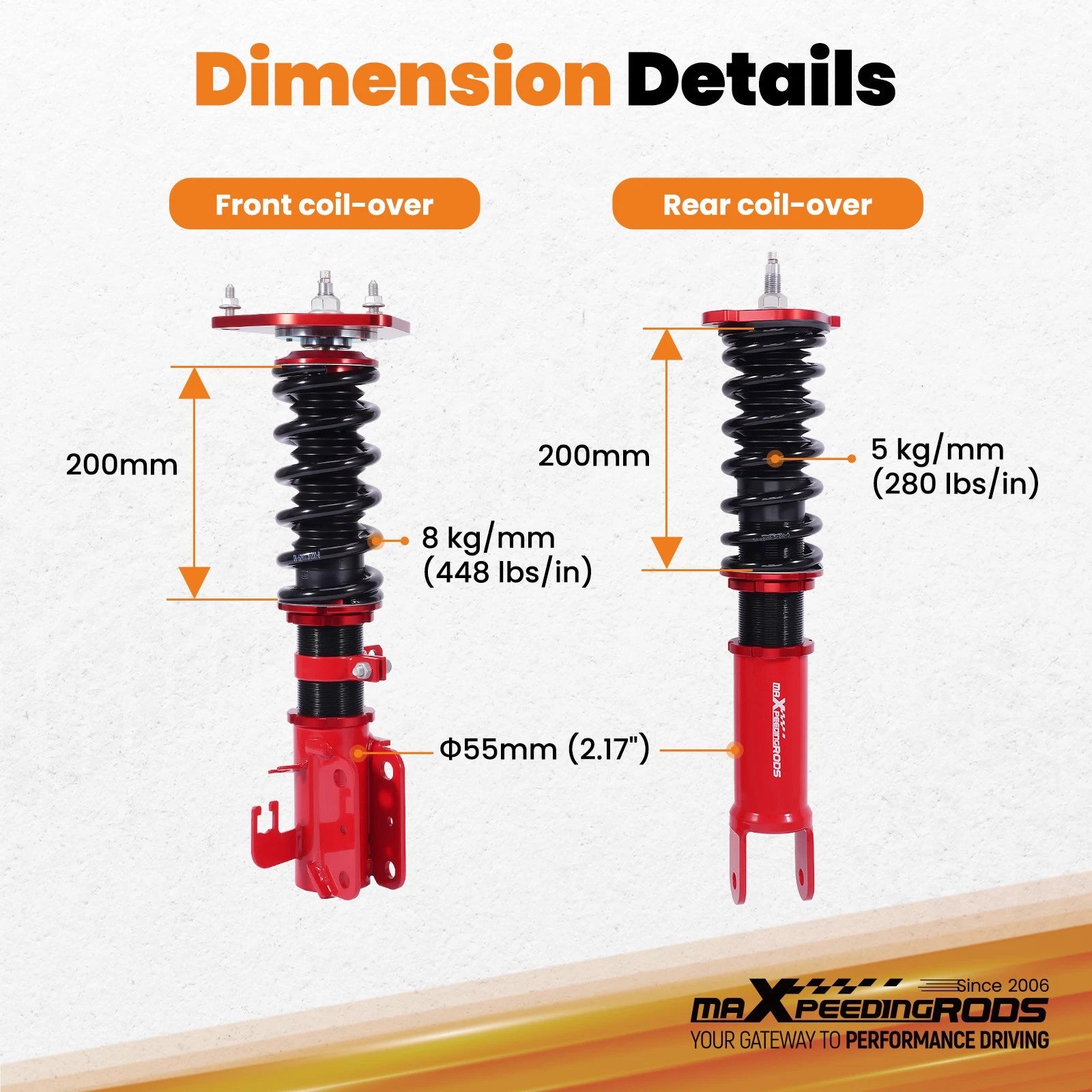 Coilover Kit 24 Way Adjustable Damping for Nissan Altima (2013–2018) & Maxima (2015–2023)