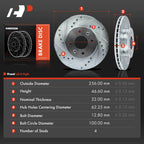 Front Drilled Brake Rotors for Hyundai Accent, Kia Rio (2006–2011)