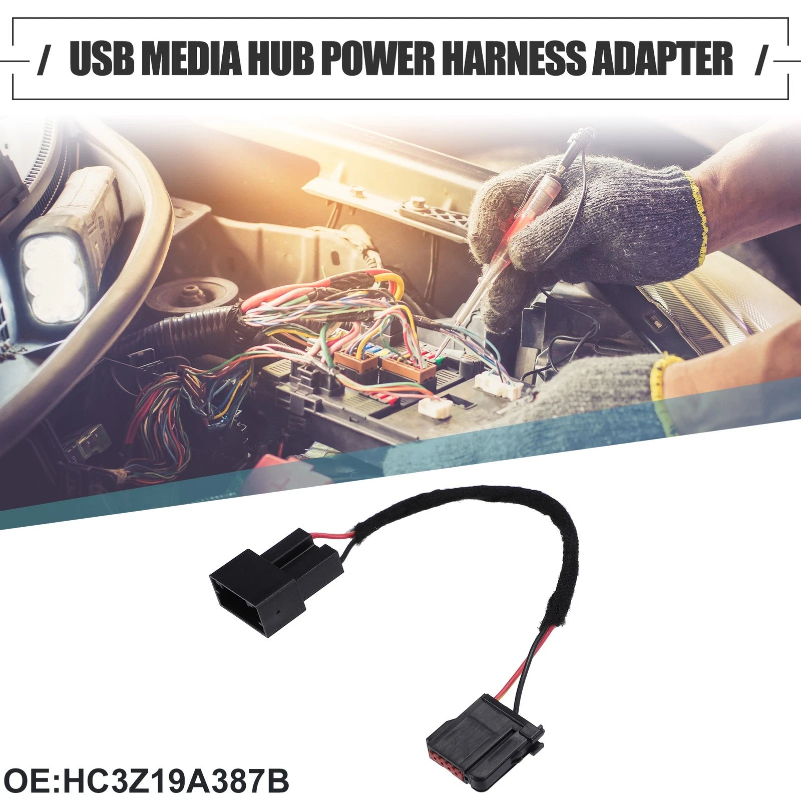 USB Media Hub Power Harness Adapter for Ford (No.HC3Z19A387B)
