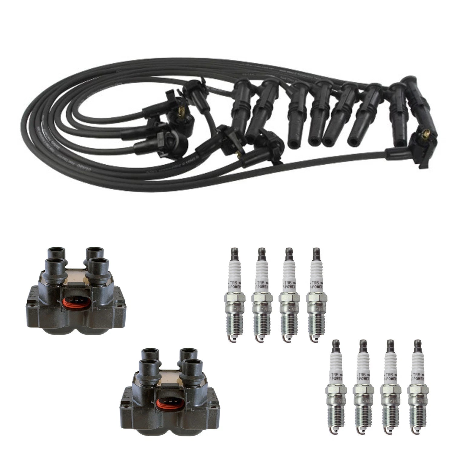 Set of 2 Ignition Coil Wires & 8 NGK Spark Plugs for Crown Victoria V8 (1992–2011)