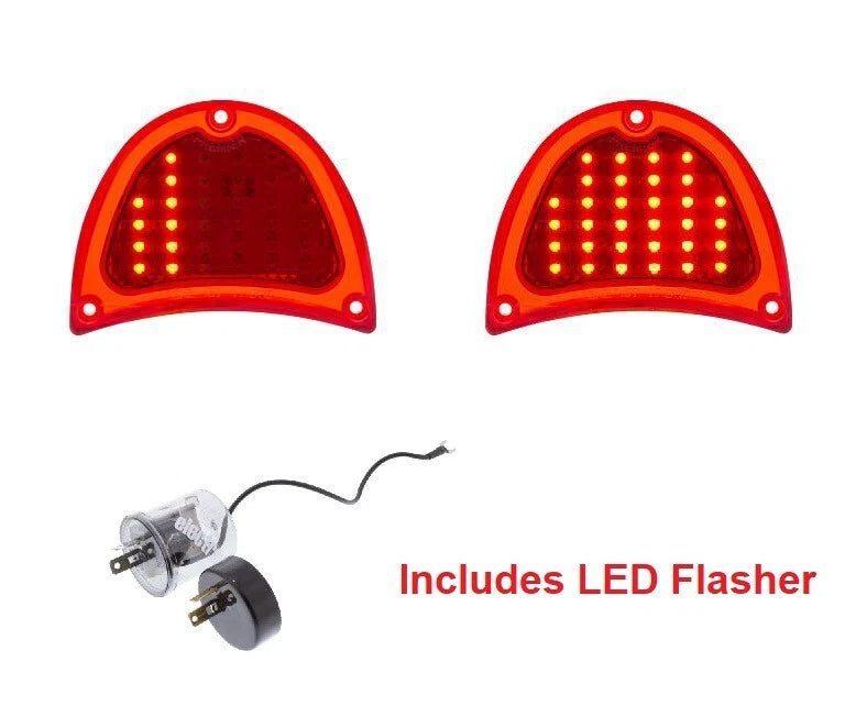 Sequential LED Tail Light Lamp Lenses Replacement for 1957 Chevy Passenger Car