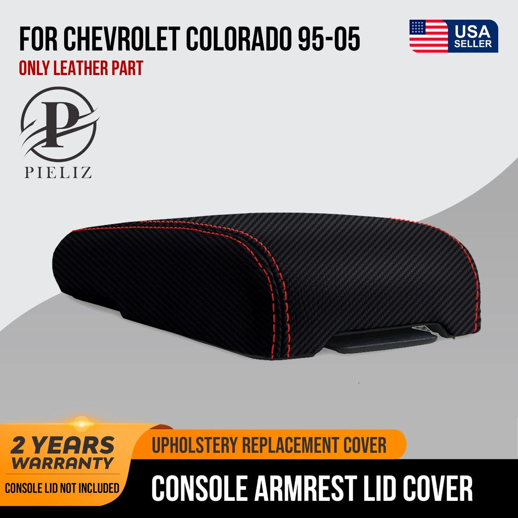 Console Armrest Cover for Chevrolet Colorado (1995–2005) Carbon Red Stitch