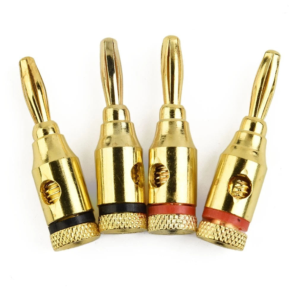 4X Gold Plated 4mm Banana Plugs for Audio Speaker Cable Connector