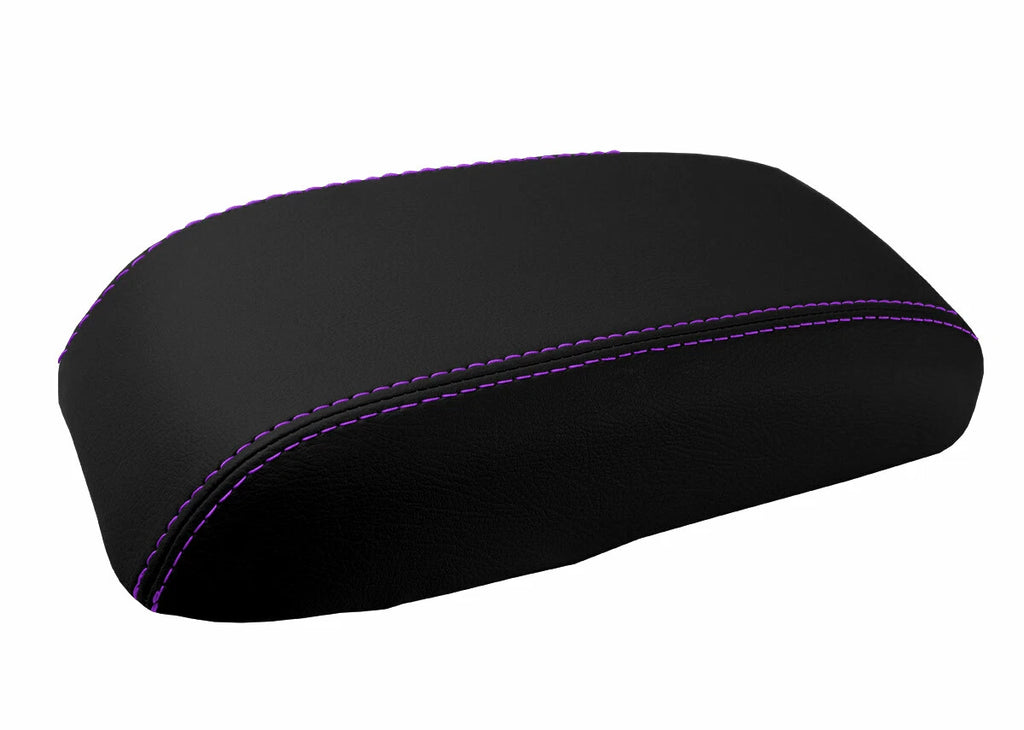 Leather Console Lid Armrest Cover for Dodge Neon (2000–2005) Purple Stitch