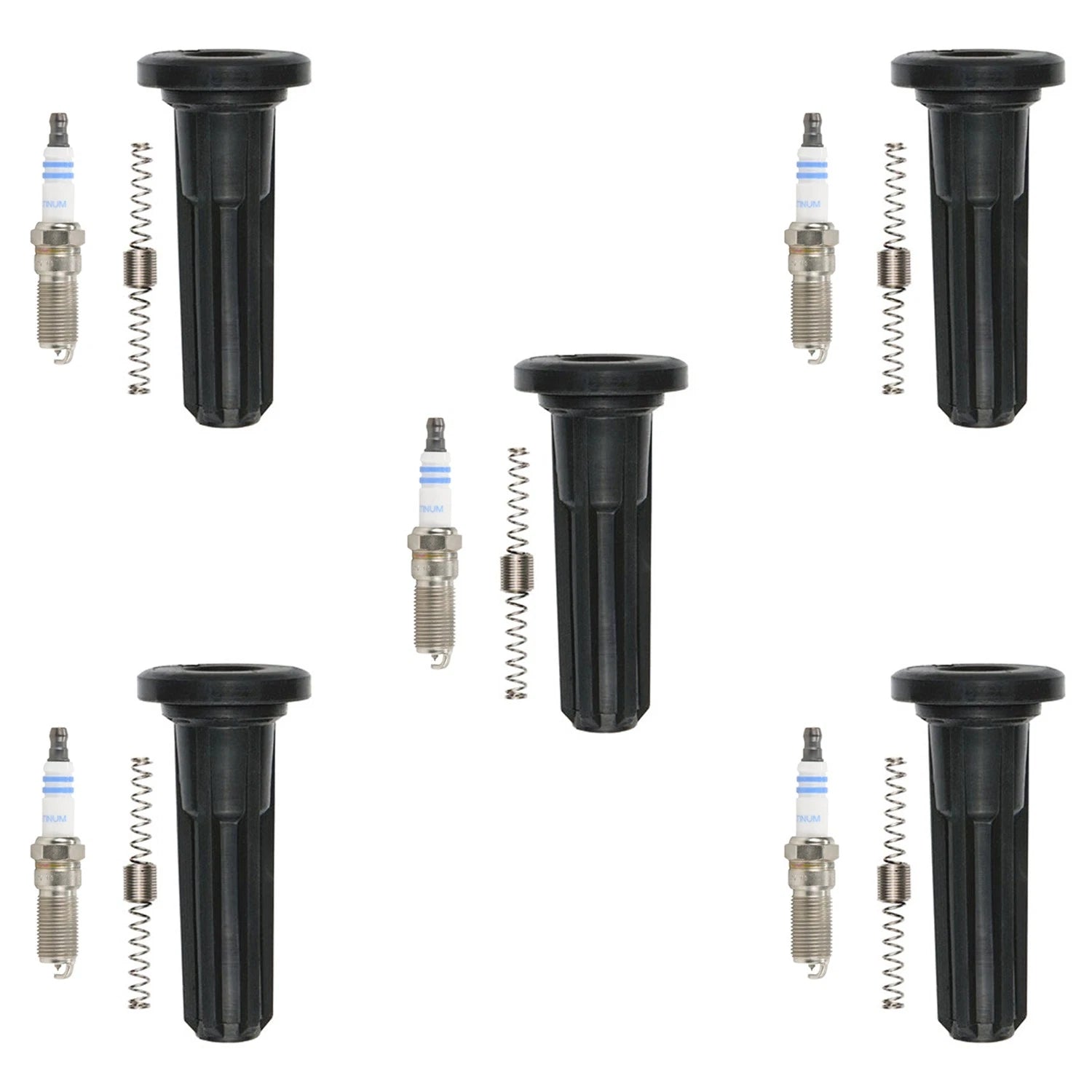 Set of 5 Bosch Platinum Spark Plugs & Denso Coil Boots for Canyon Colorado (2004–2012)
