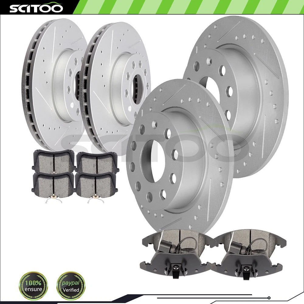 Set of 4 Front & Rear Brake Rotors with Ceramic Pads for Volkswagen Jetta (2013–2018)