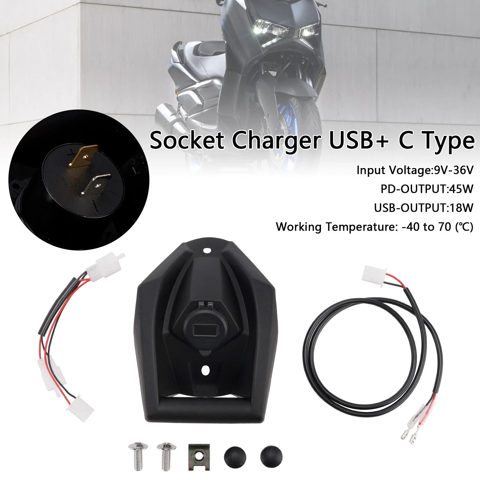 12V USB+C Quick Socket Charger for Yamaha X-MAX 300 (2017–2024)