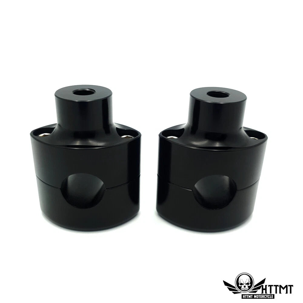 2" Black Billet Risers & 1" Handlebar Clamps for Harley Dyna Softail Sportster