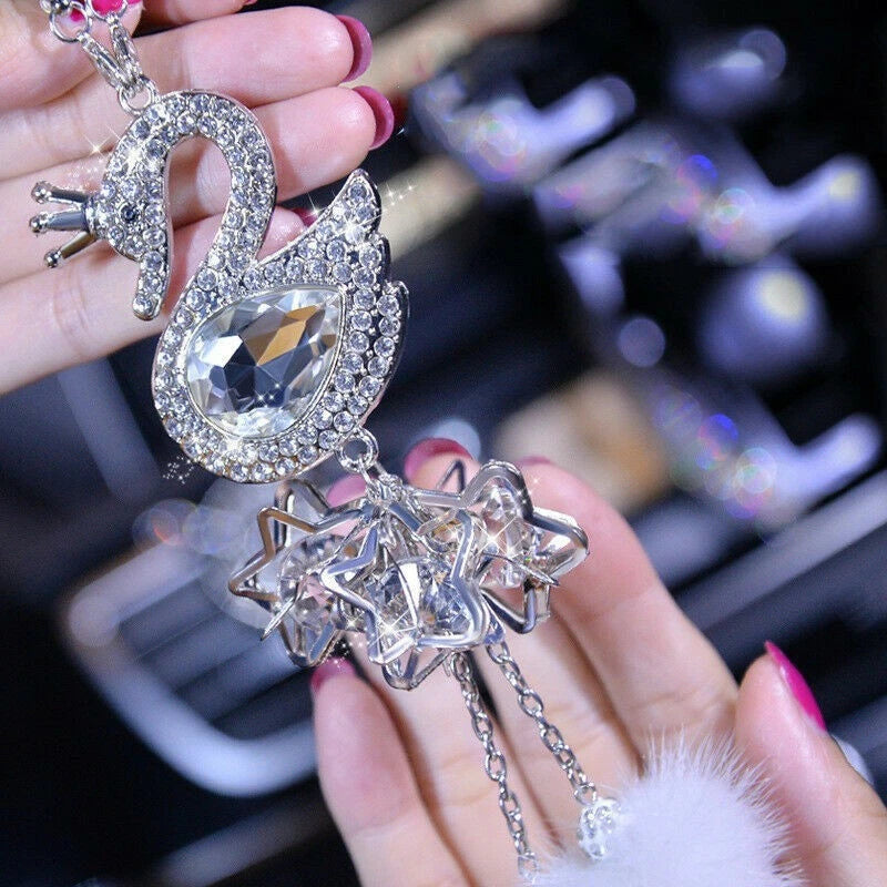 Rhinestone Rear View Car Pendant for SWAN (25cm)