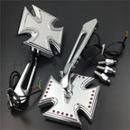 Maltese LED Turn Signal Integrated Mirror for Honda Kawasaki Suzuki Cruiser