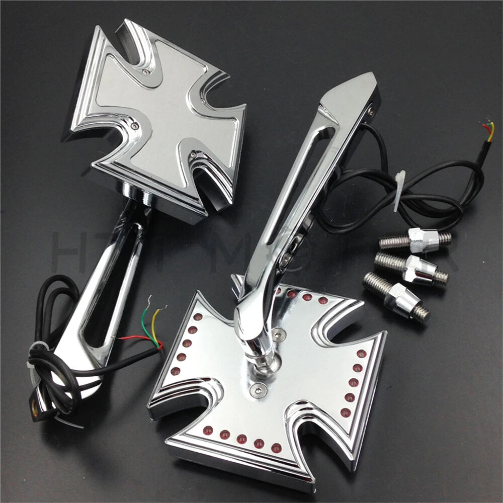 Maltese LED Turn Signal Integrated Mirror for Honda Kawasaki Suzuki Cruiser