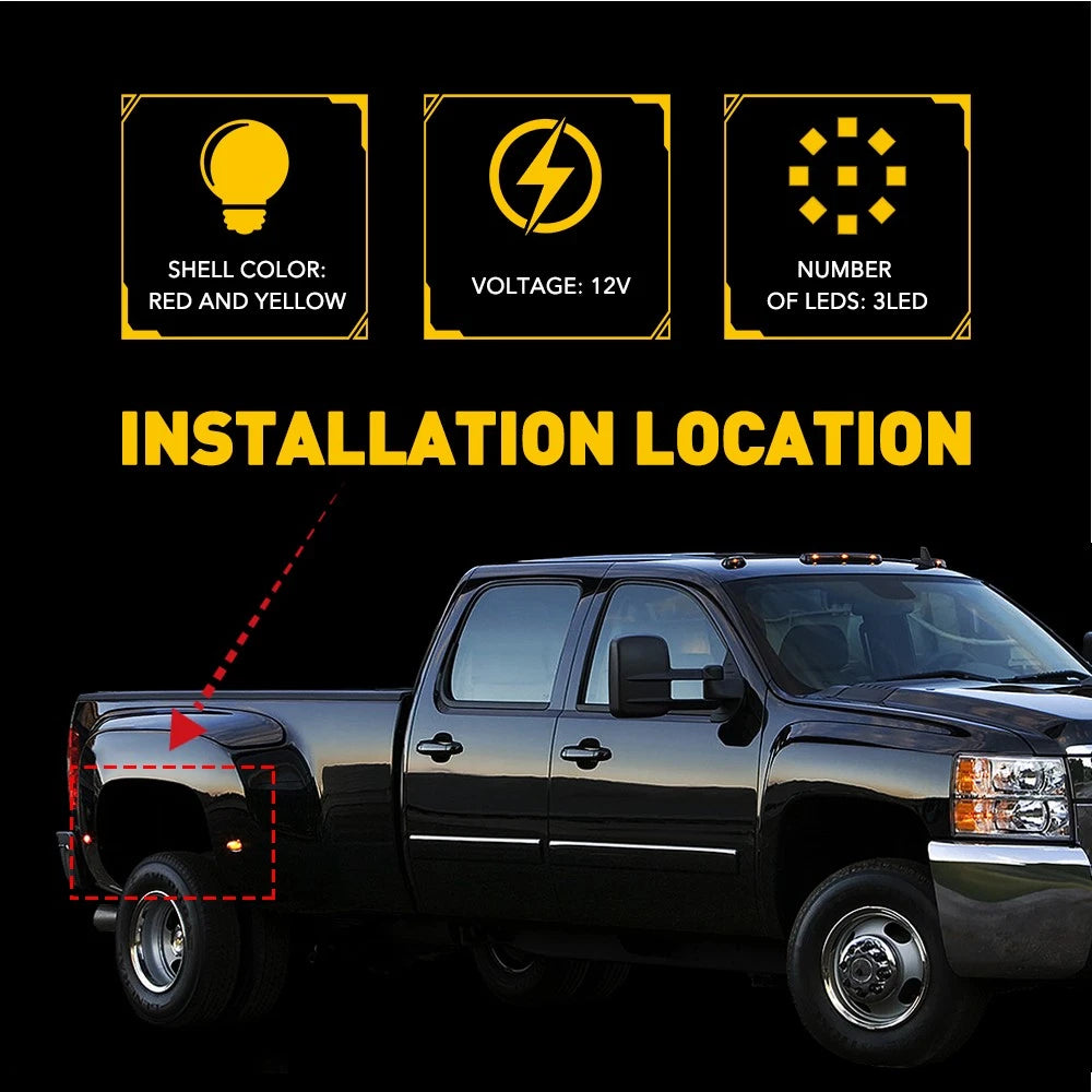 Set of 4 LED Side Fender Marker Lights for Dodge Ram 3500 (2003–2009)
