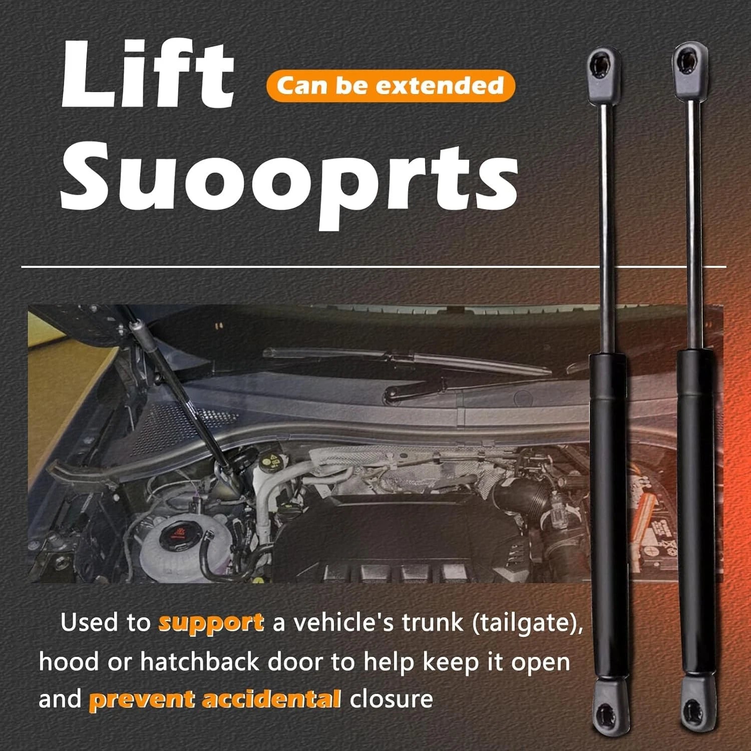2x Rear Tailgate Lift Supports for Land Rover Range Rover (2003-2012)