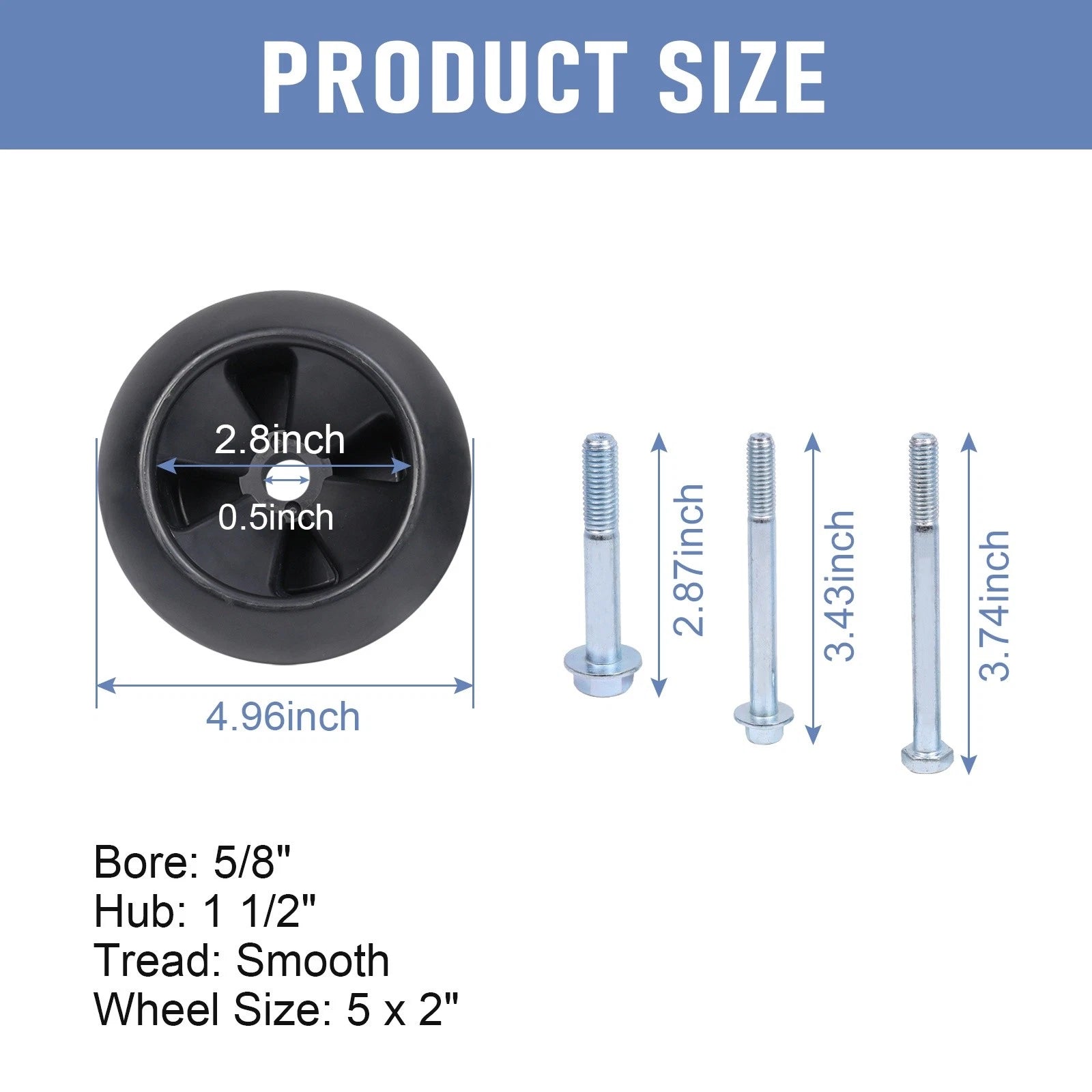 Set of 4 Deck Wheel Kits for John Deere Mowers (Fits Various Models)