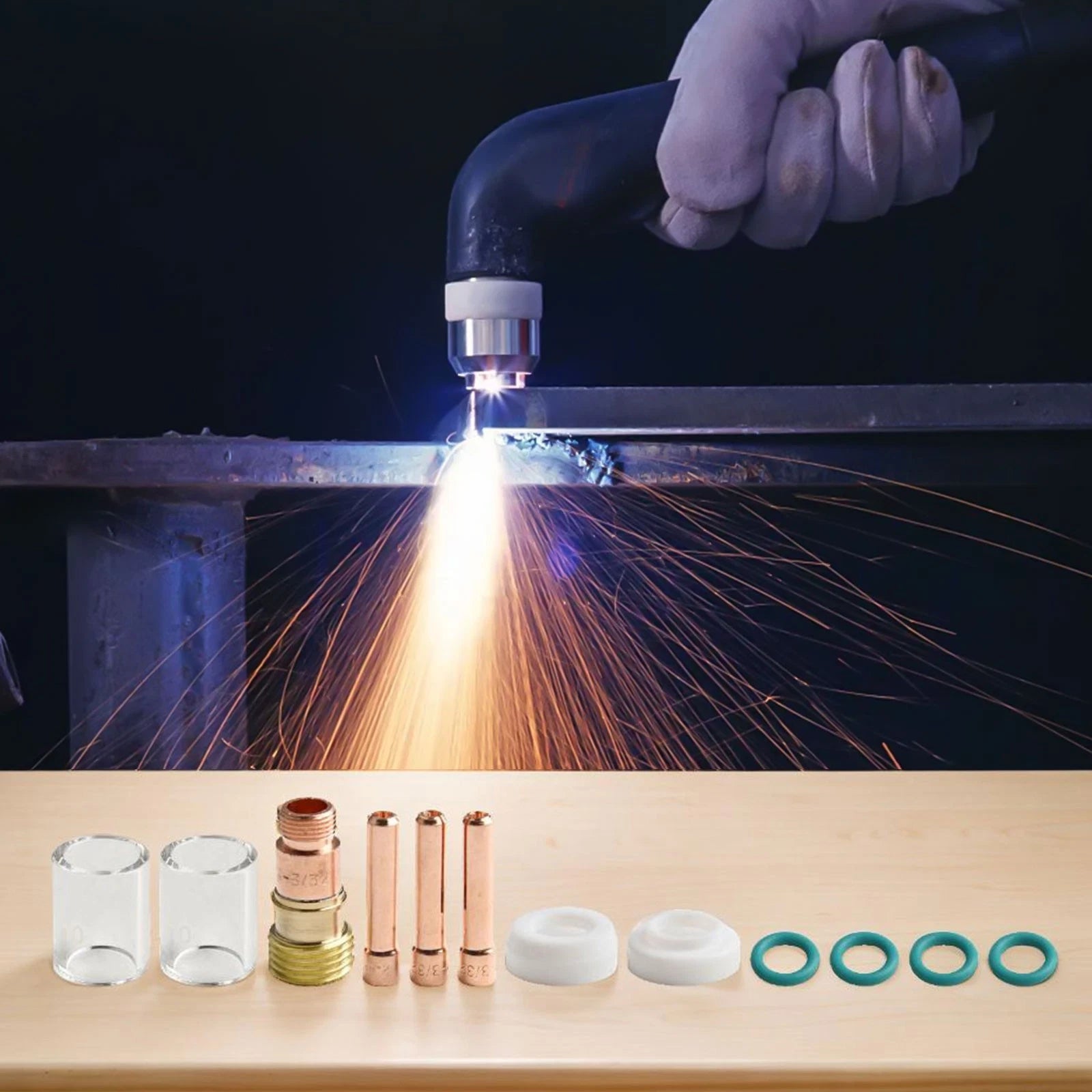 Tig Welding Torch Gas Lens Glass Cup Kit 12Pcs for Wp 17/18/26
